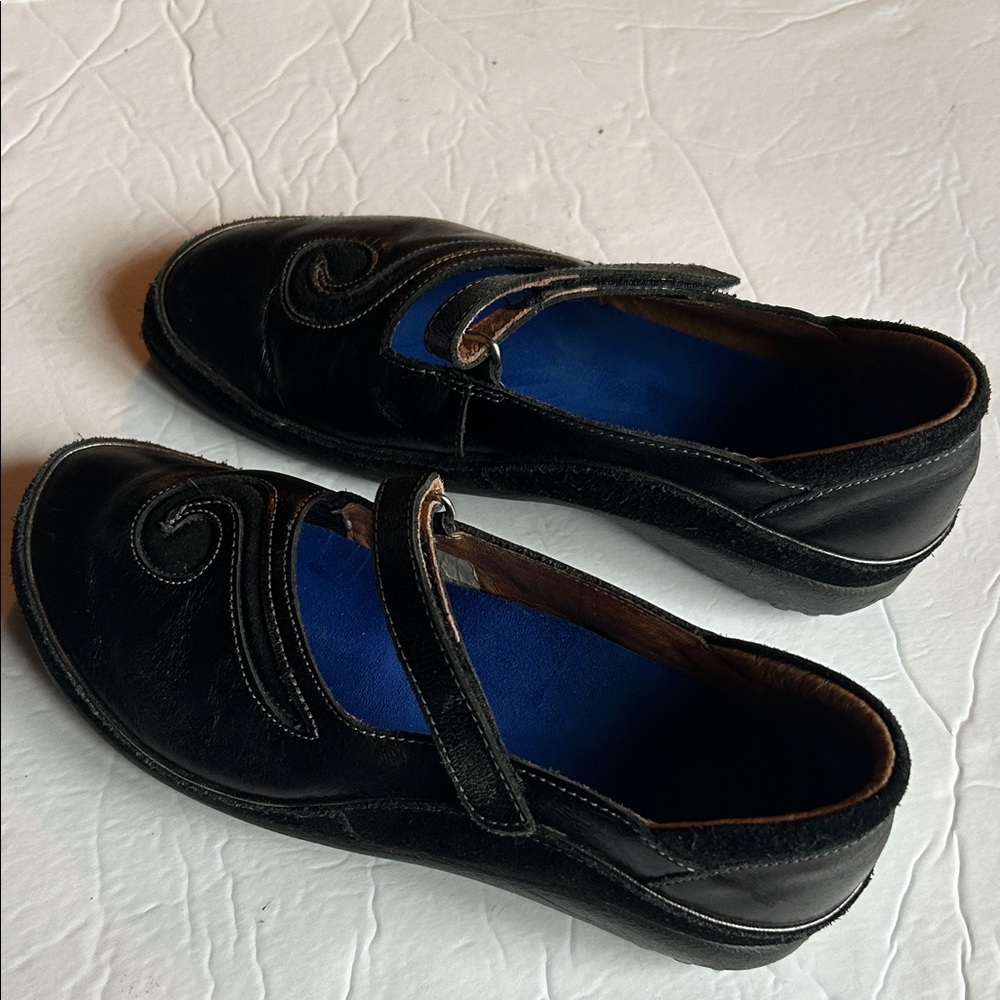 Women's Black leather Mary Jane Comfort Shoes